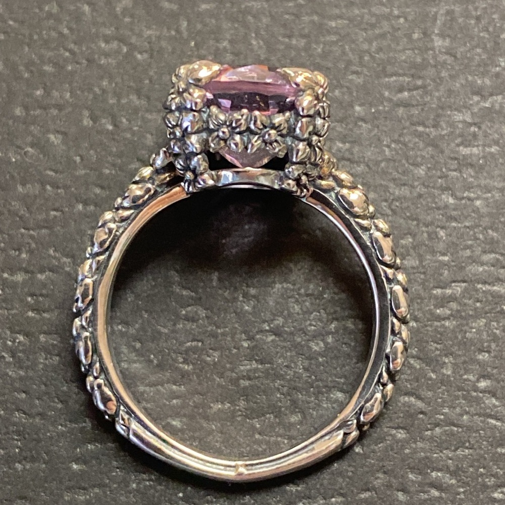 Stephen Dweck Sterling Silver Floral Accents Amethyst Ring - Picture 7 of 11
